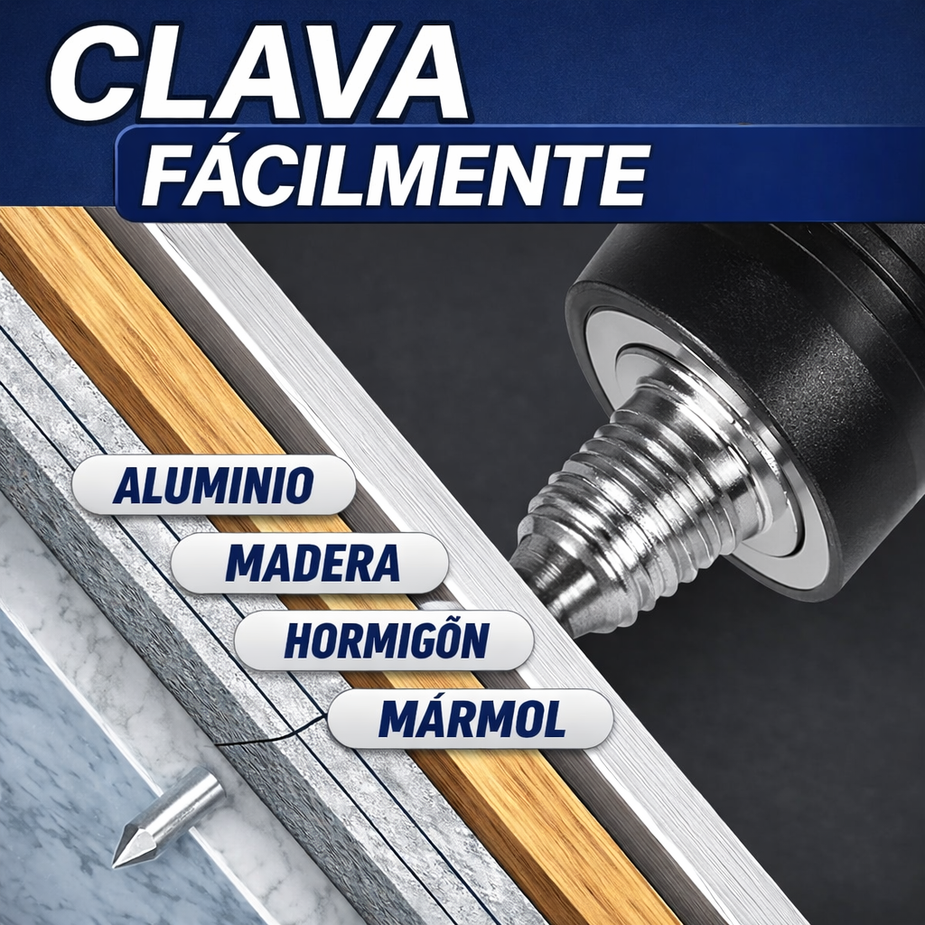 Pistola de clavos con accesorios