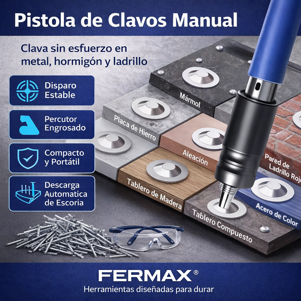 Pistola de clavos con accesorios