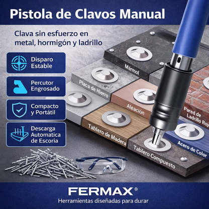 Pistola de clavos con accesorios