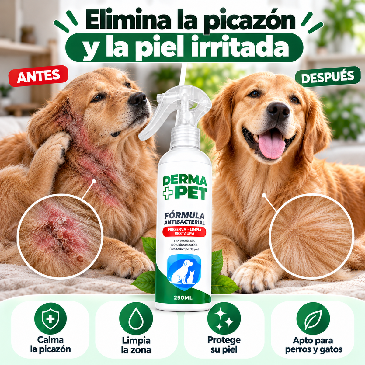 DermaPet spray para el picor de perros y gatos